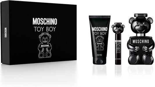MOSCHINO TOY BOY 3 PCS SET FOR MEN: 3.4 EAU DE PARFUM + 3.4 BODY GEL + 0.33 EAU DE PARFUM